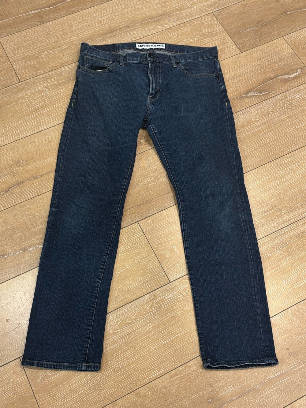 Express Jeans Rocco Slim Fit Straight Leg Dark Wash Blue Denim 33x32